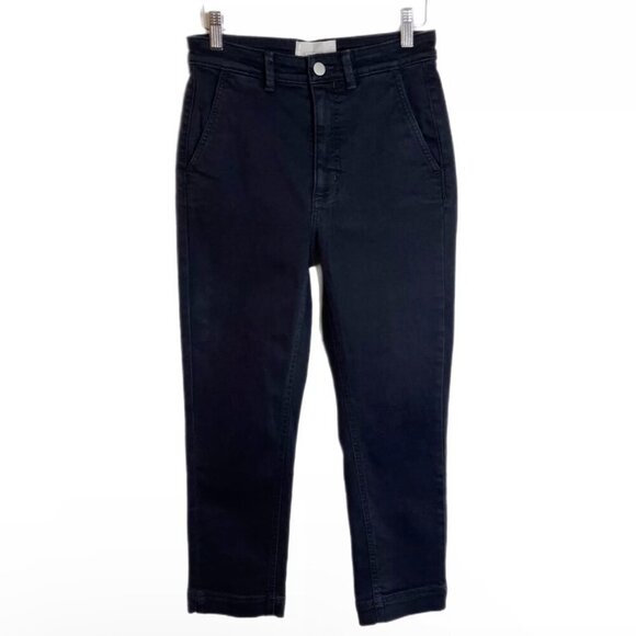 Everlane Women's Jeans Size 2 Slim Leg Crop Ankle Black High Rise Stretch Denim - Picture 1 of 8